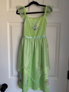 Disney Tinker Bell Costume Dress Girls Size 8 Green Fairy Glitter
